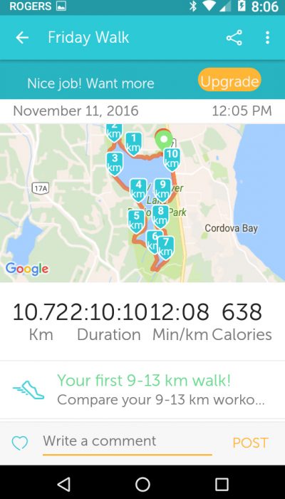 Walking app screenshot